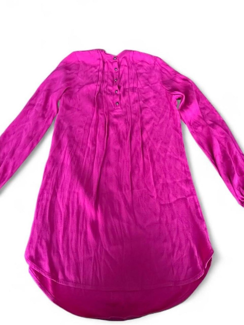 Cynthia Vincent Fuchsia Long-Sleeve Pintuck Tunic